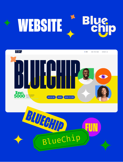 Our Work, Item 3 in a list. 03 / Bluechip